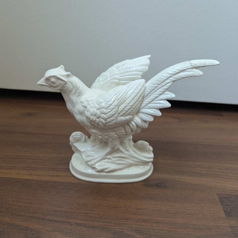 Vintage White Ceramic Bird Sculpture
